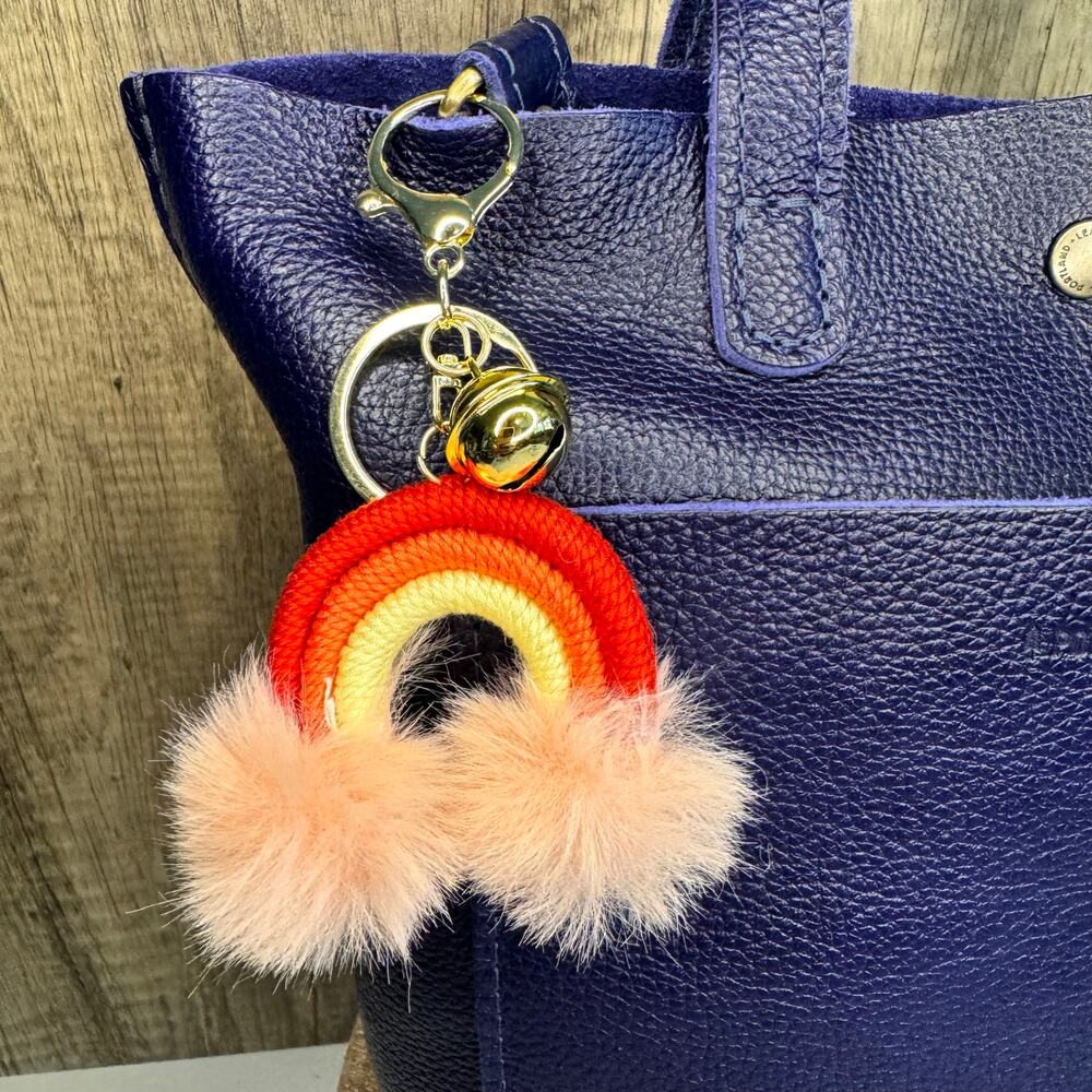 Macrame Mini Rainbow Purse Charm Macrame Keychain NeW Red FAST SHIP Bag Flair